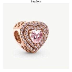Pandora Rose Gold and Pink Heart Bracelet Charm